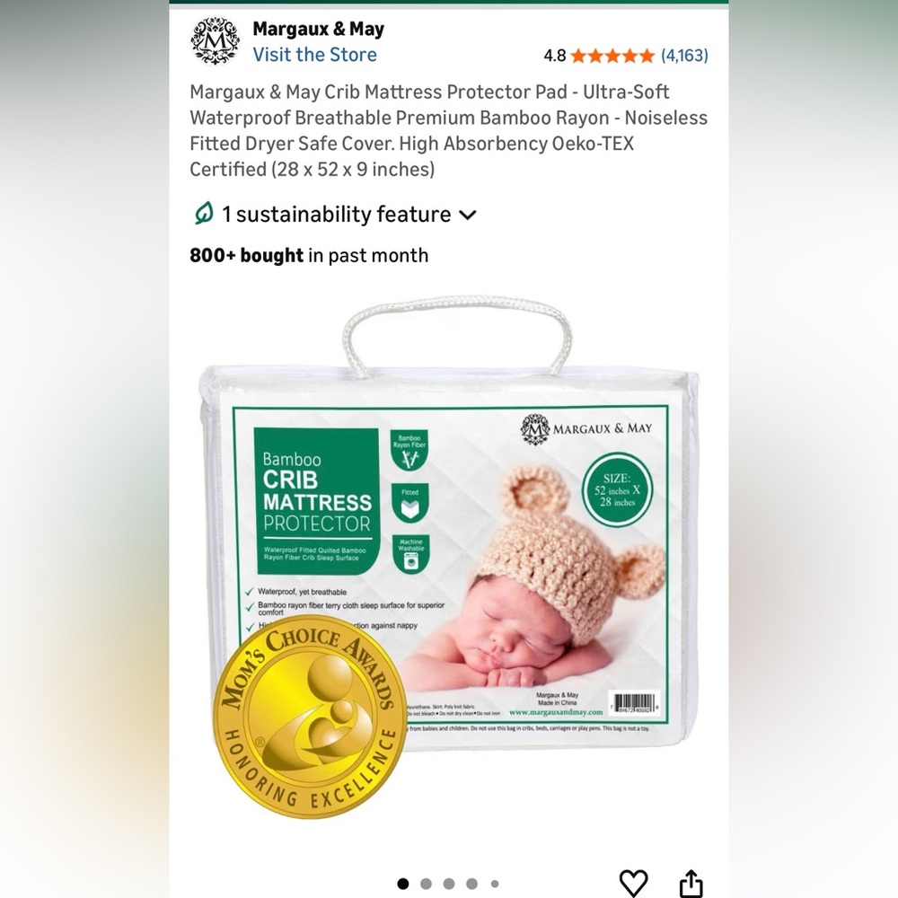 Margaux & May Bamboo Crib Mattress Protector